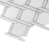 Apollo Tile Athens White 11-in x 12-in Polished Natural Stone Marble Basketweave Marble Look Floor and Wall Tile (4.66-sq. ft/ Carton)