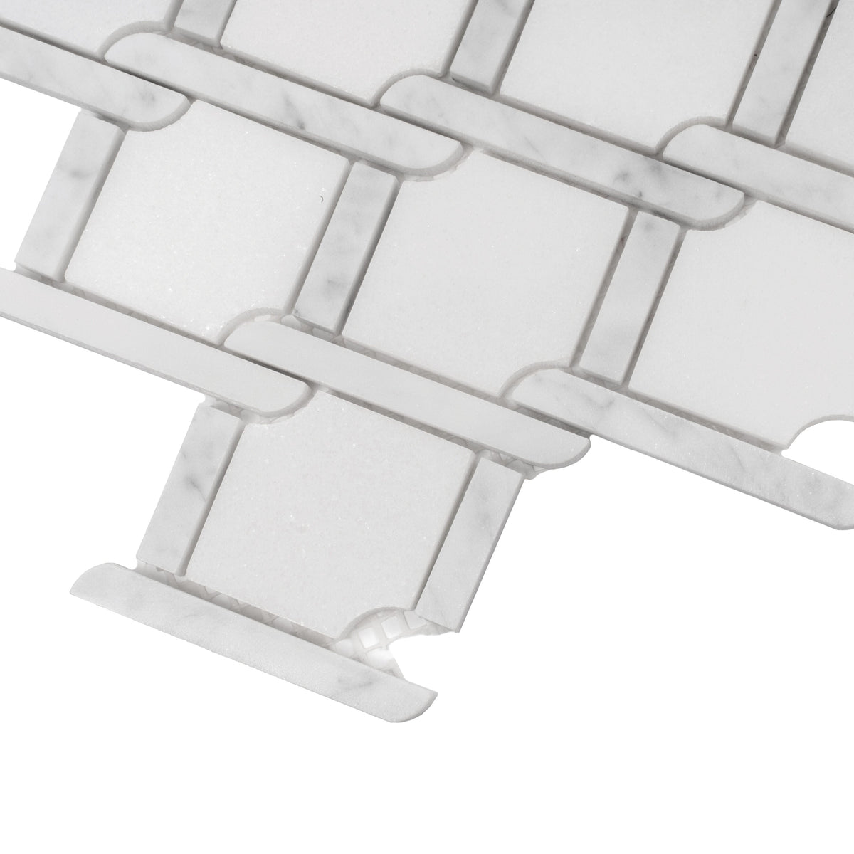 Apollo Tile (Sample) Athens White 4-in x 4-in Polished Marble Basketweave Mosaic Wall Tile