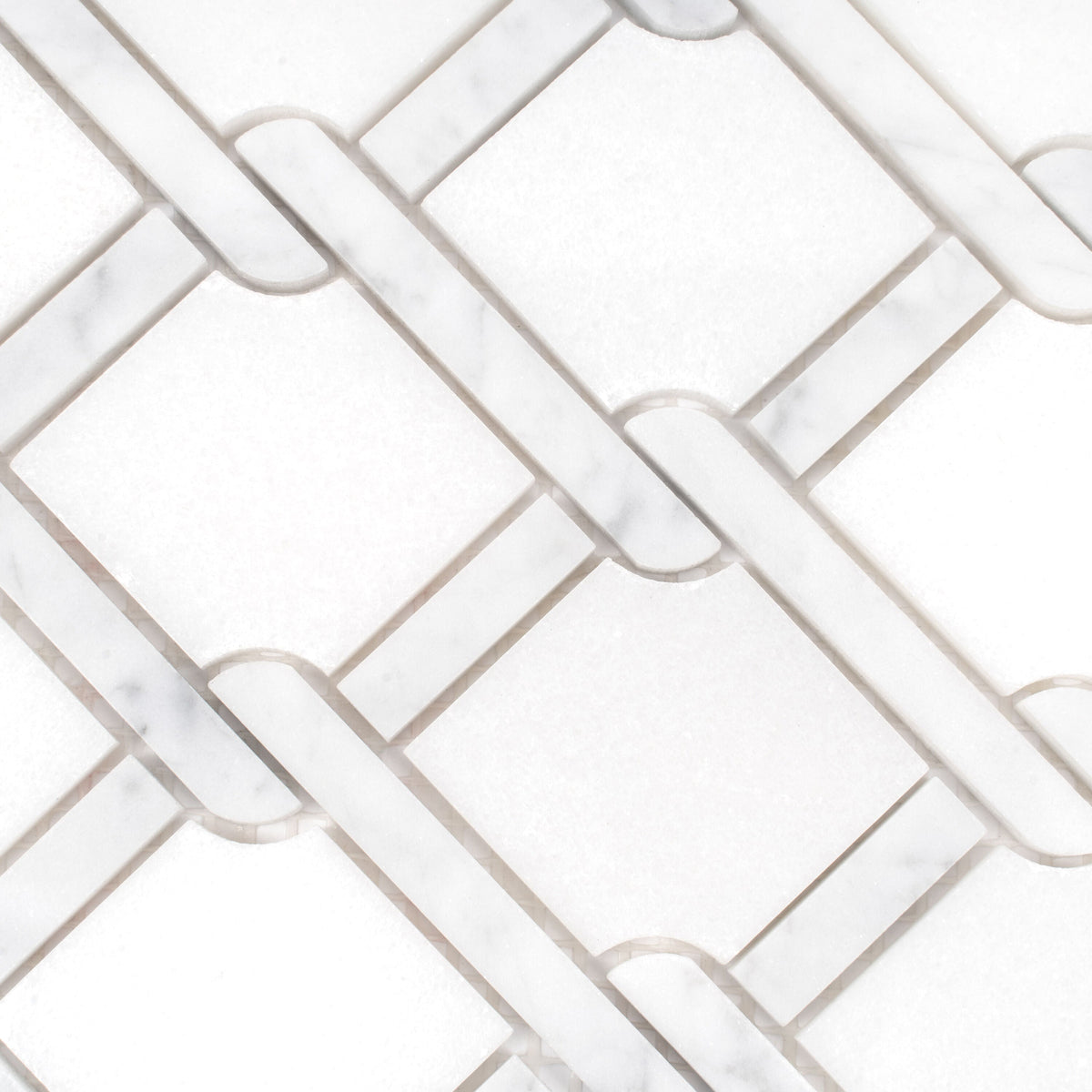 Apollo Tile Athens White 11-in x 12-in Polished Natural Stone Marble Basketweave Marble Look Floor and Wall Tile (4.66-sq. ft/ Carton)