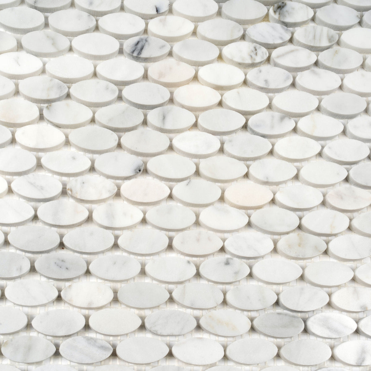 Apollo Tile (Sample) Athens White 4-in x 4-in Polished Marble Circular Mosaic Wall Tile