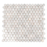 Apollo Tile White 11-in x 12-in Polished Natural Stone Marble Penny Round Marble Look Floor and Wall Tile (4.83-sq. ft/ Carton)