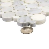 Apollo Tile Athens White 12-in x 12-in Polished Natural Stone Marble Penny Round Marble Look Floor and Wall Tile (4.83-sq. ft/ Carton)