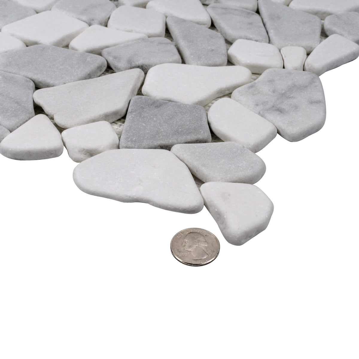 Apollo Tile (Sample) Athens White and Gray 4-in x 4-in Polished Marble Pebble Mosaic Floor and Wall Tile