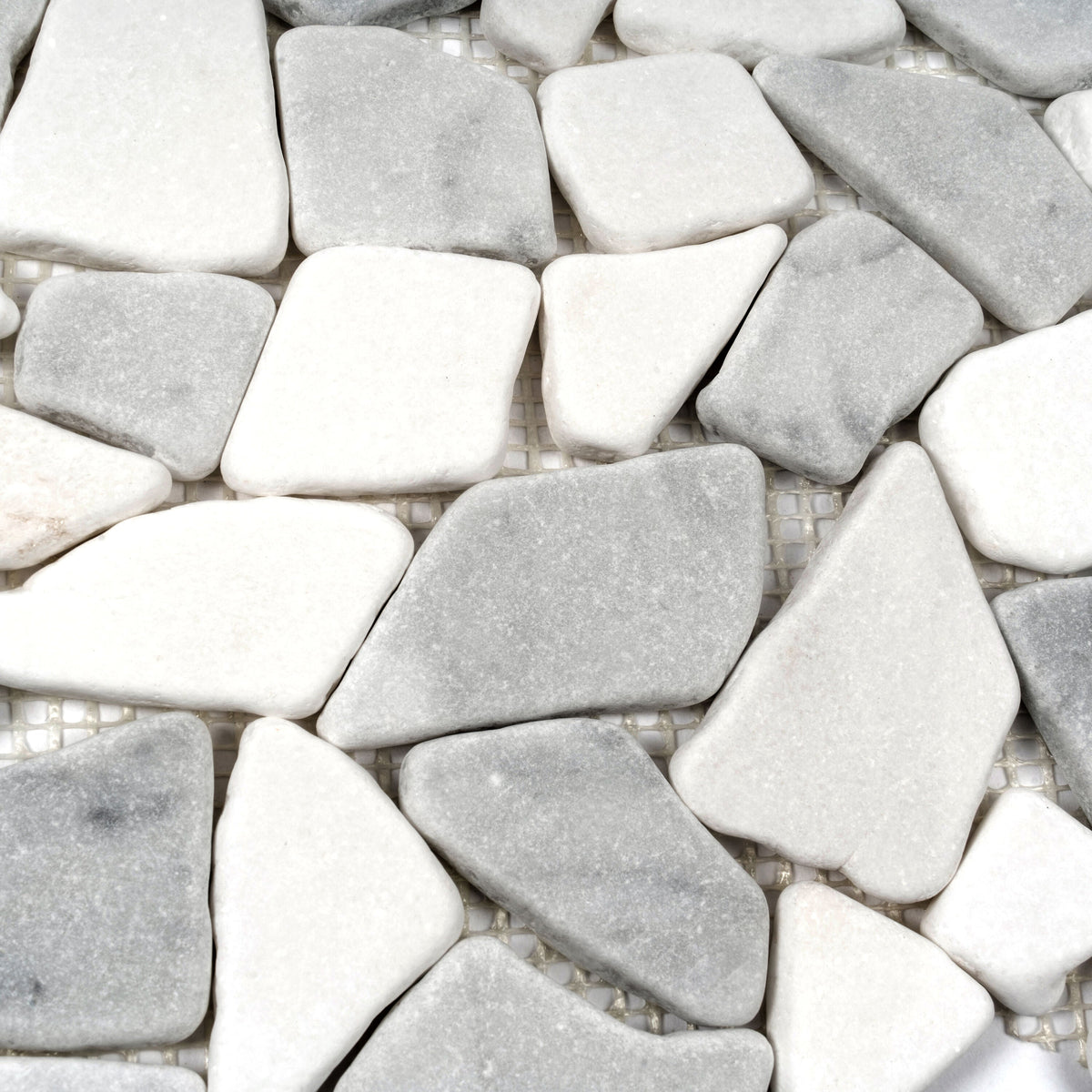 Apollo Tile (Sample) Athens White and Gray 4-in x 4-in Polished Marble Pebble Mosaic Floor and Wall Tile