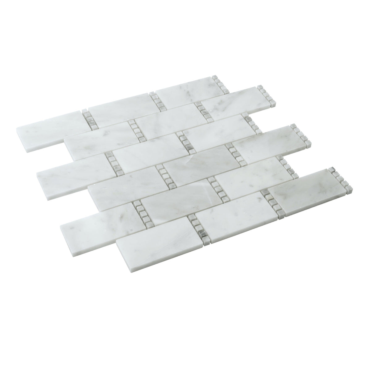 Apollo Tile (Sample) Athens White and Gray 4-in x 4-in Polished Marble Brick Mosaic Wall Tile