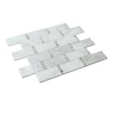 Apollo Tile (Sample) Athens White and Gray 4-in x 4-in Polished Marble Brick Mosaic Wall Tile