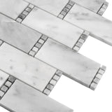 Apollo Tile (Sample) Athens White and Gray 4-in x 4-in Polished Marble Brick Mosaic Wall Tile