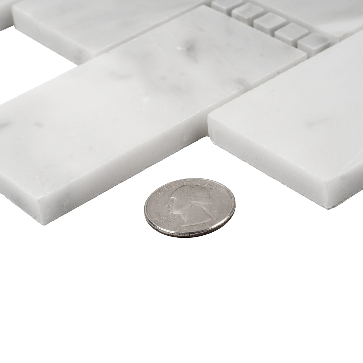 Apollo Tile (Sample) Athens White and Gray 4-in x 4-in Polished Marble Brick Mosaic Wall Tile
