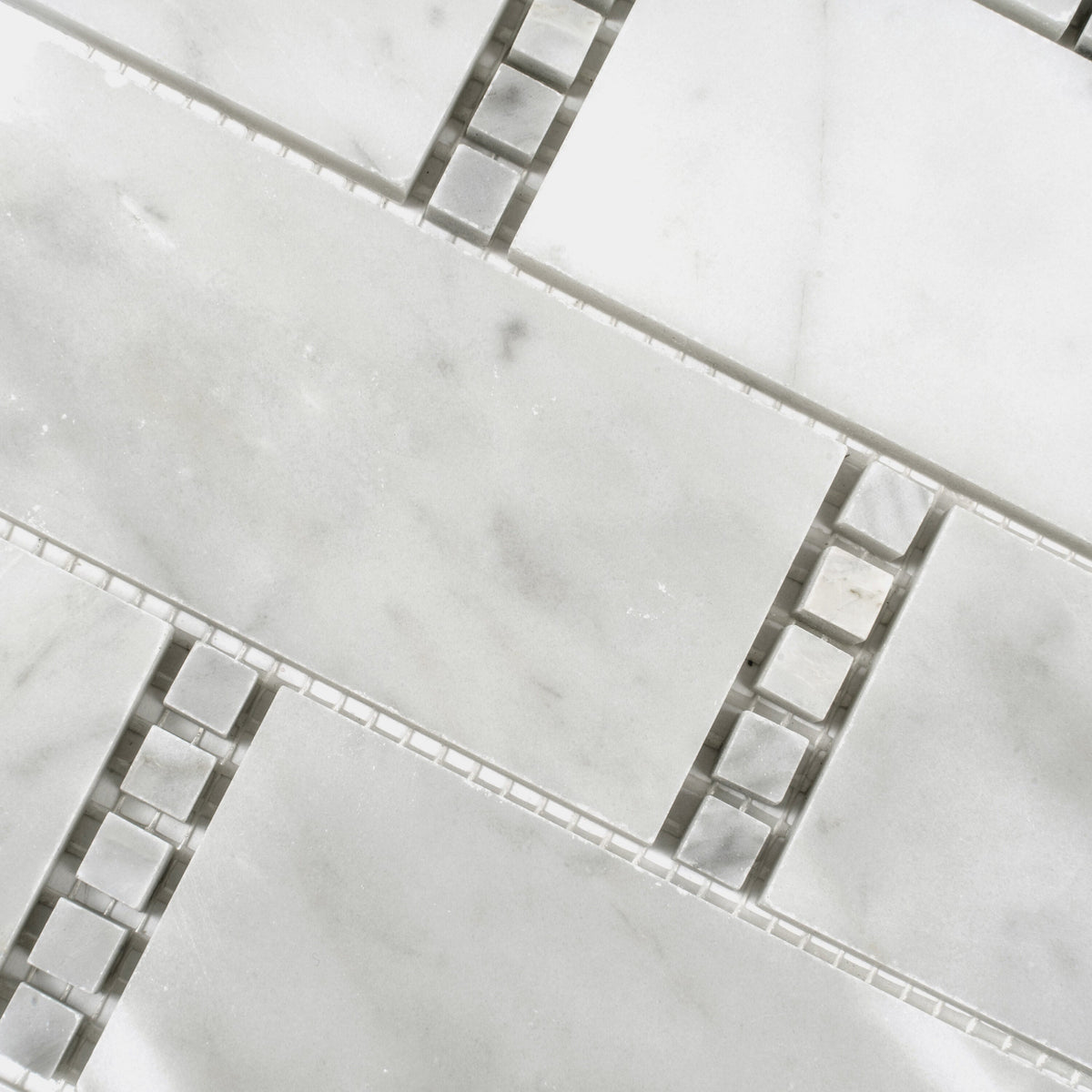 Apollo Tile (Sample) Athens White and Gray 4-in x 4-in Polished Marble Brick Mosaic Wall Tile