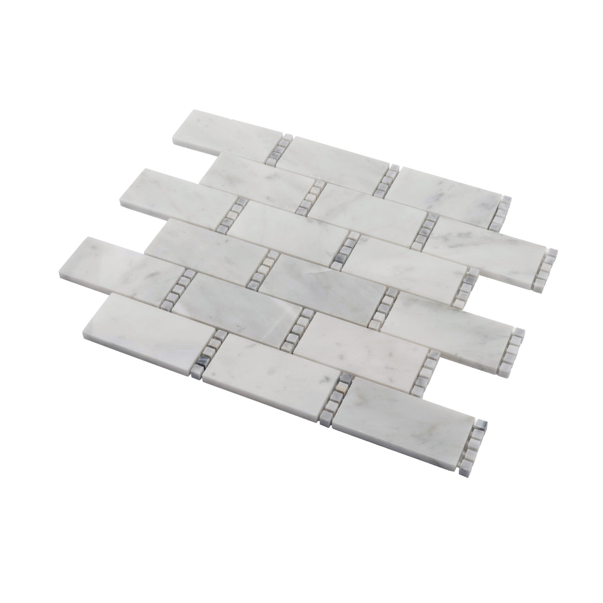 Apollo Tile (Sample) Athens White and Gray 4-in x 4-in Polished Marble Brick Mosaic Wall Tile