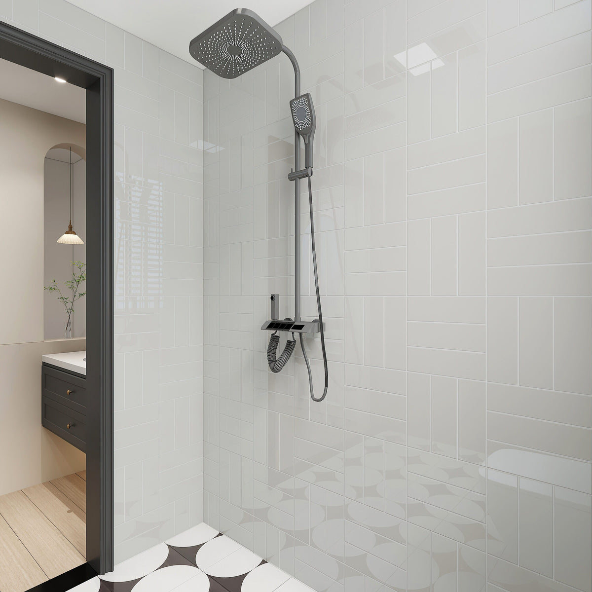 Giorbello (Sample) Glass Subway Light Gray 3-in x 9-in Glossy Glass Tile