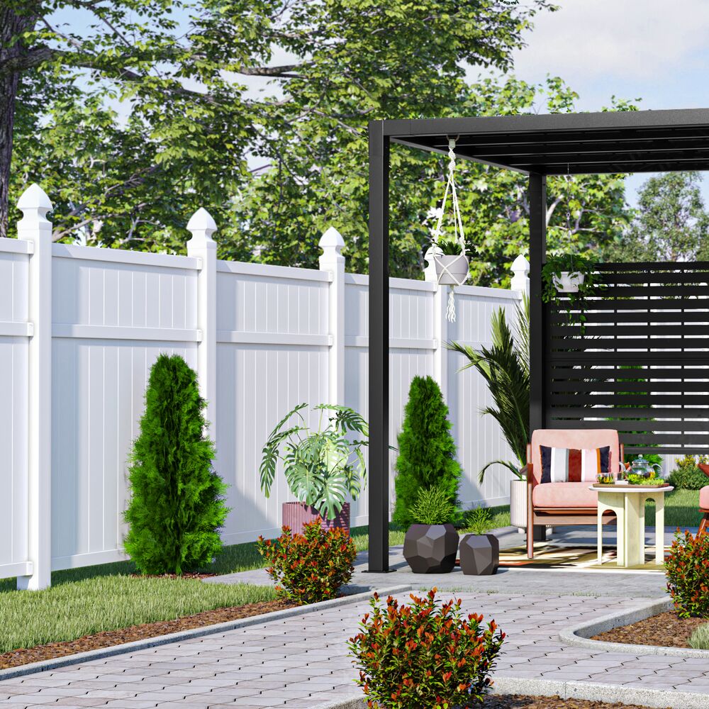 Freedom Brighton 8-ft H x 5-in W White Vinyl Lattice-top Blank Fence Post (Assembled)