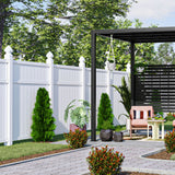 Freedom Brighton 8-ft H x 5-in W White Vinyl Lattice-top Blank Fence Post (Assembled)