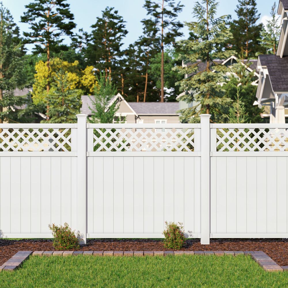 Freedom Wellington 6-ft H x 6-ft W White Vinyl Lattice-top Fence Panel (Assembled)