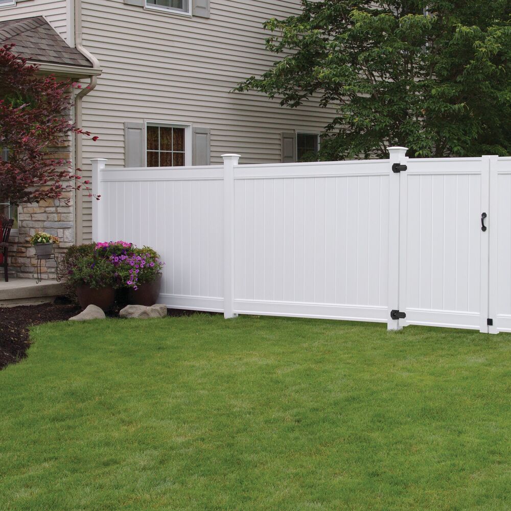 Freedom Emblem 8-ft H x 5-in W White Vinyl End Fence Post (Assembled)