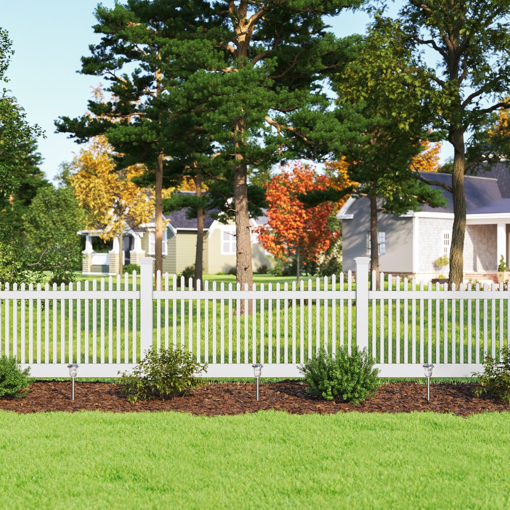 Freedom Keswick 4-ft H x 8-ft W White Vinyl Fence Panel (Unassembled)
