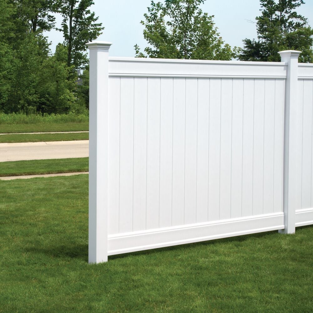 Freedom Emblem 9-ft H x 5-in W White Vinyl End Fence Post (Unassembled)