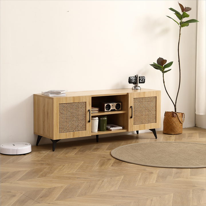 GZMR Oak TV Cabinet with Rattan Net Modern/Contemporary Oak Tv Cabinet (Accommodates)