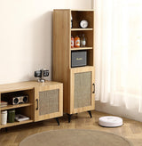 GZMR Rattan Mesh Side Cabinet Contemporary/Modern Oak Wood Sideboard
