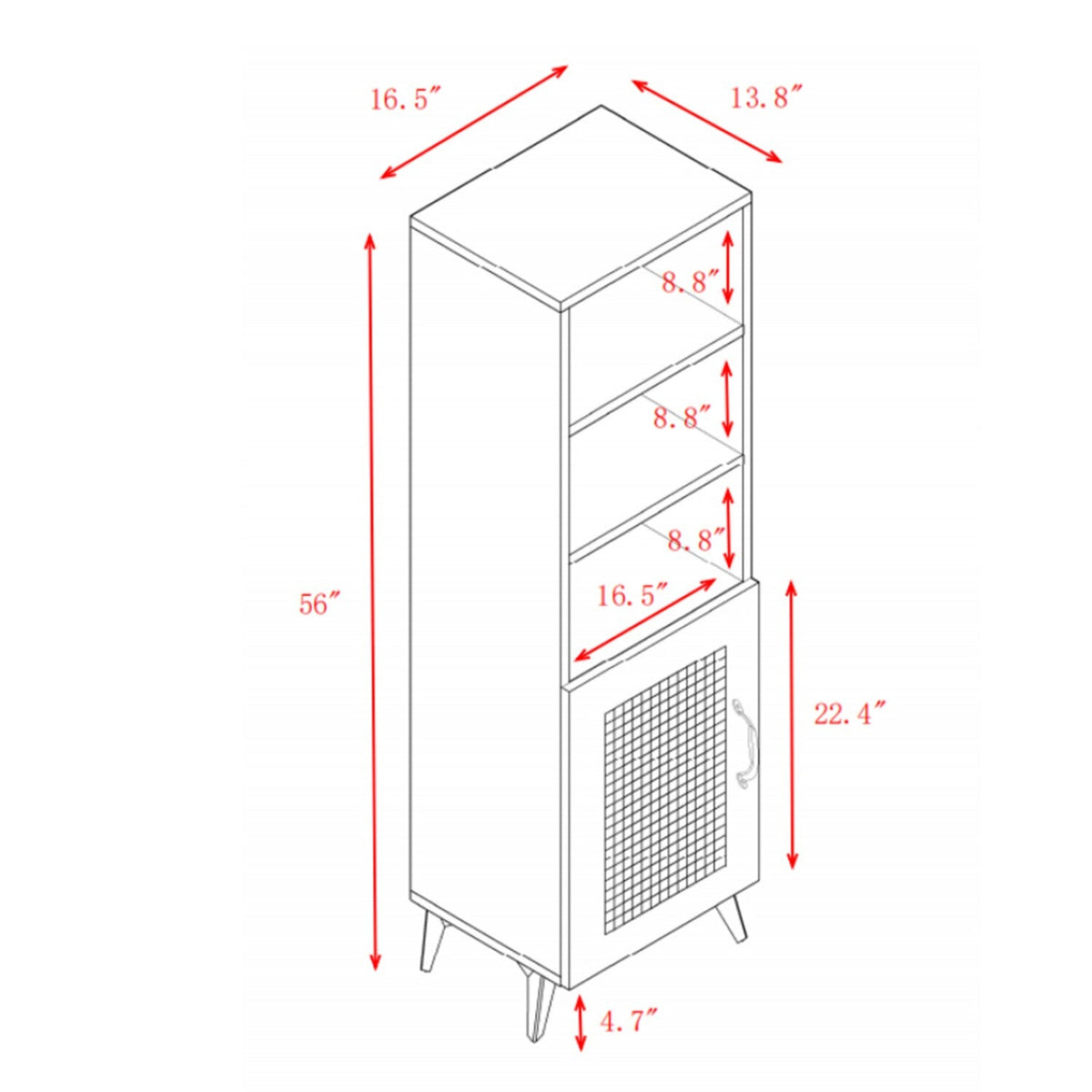 GZMR Rattan Mesh Side Cabinet Contemporary/Modern Oak Wood Sideboard