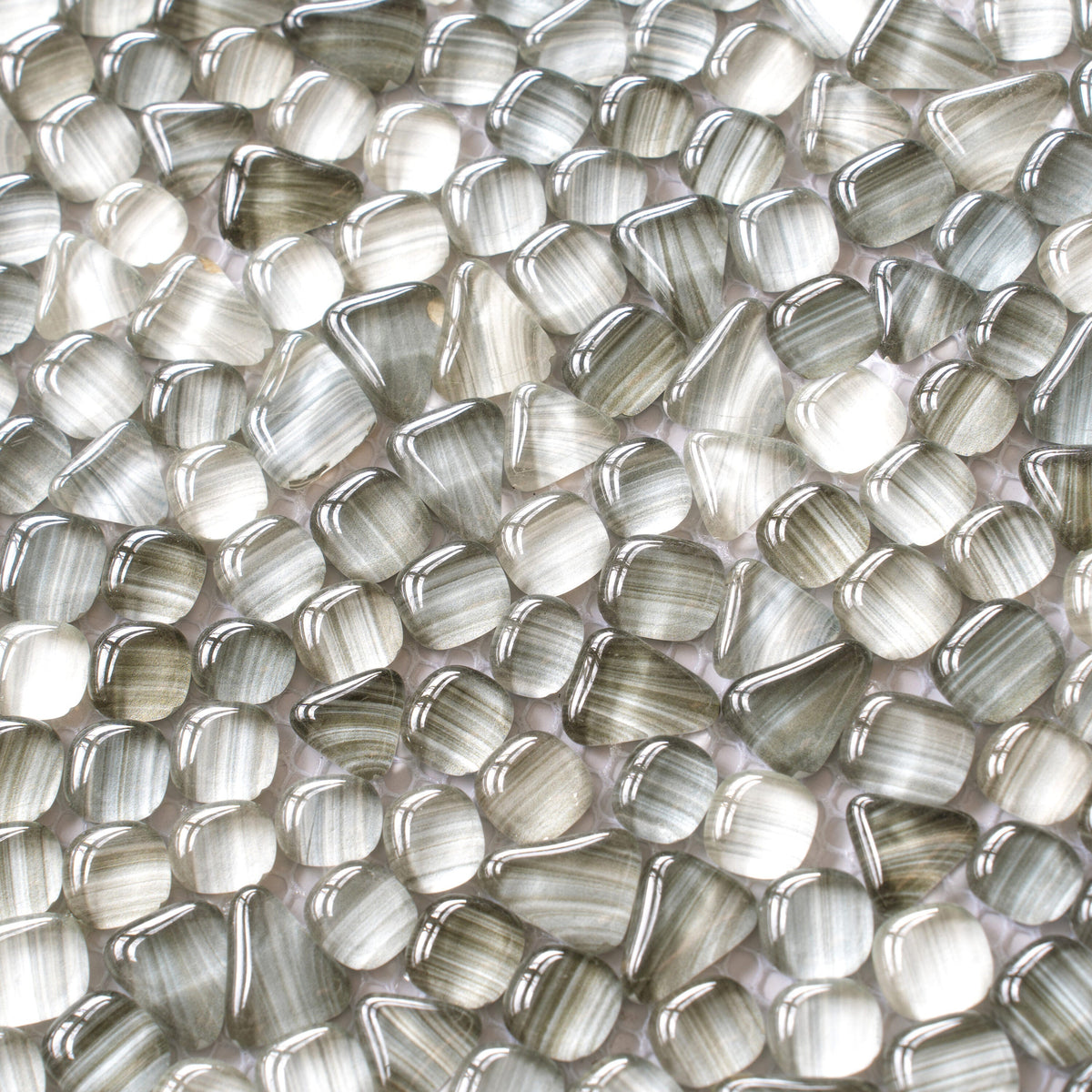 Apollo Tile (Sample) Bijou Gray 4-in x 4-in Honed Glass Pebble Mosaic Floor and Wall Tile