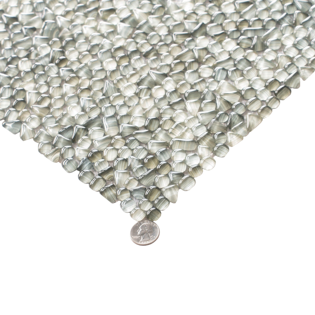 Apollo Tile (Sample) Bijou Gray 4-in x 4-in Honed Glass Pebble Mosaic Floor and Wall Tile