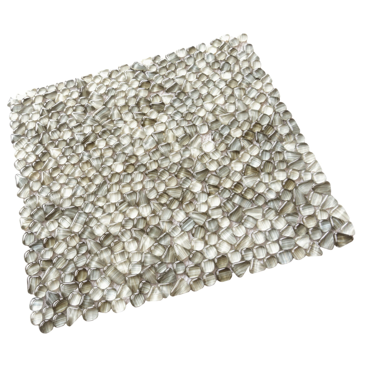 Apollo Tile (Sample) Bijou Gray 4-in x 4-in Honed Glass Pebble Mosaic Floor and Wall Tile