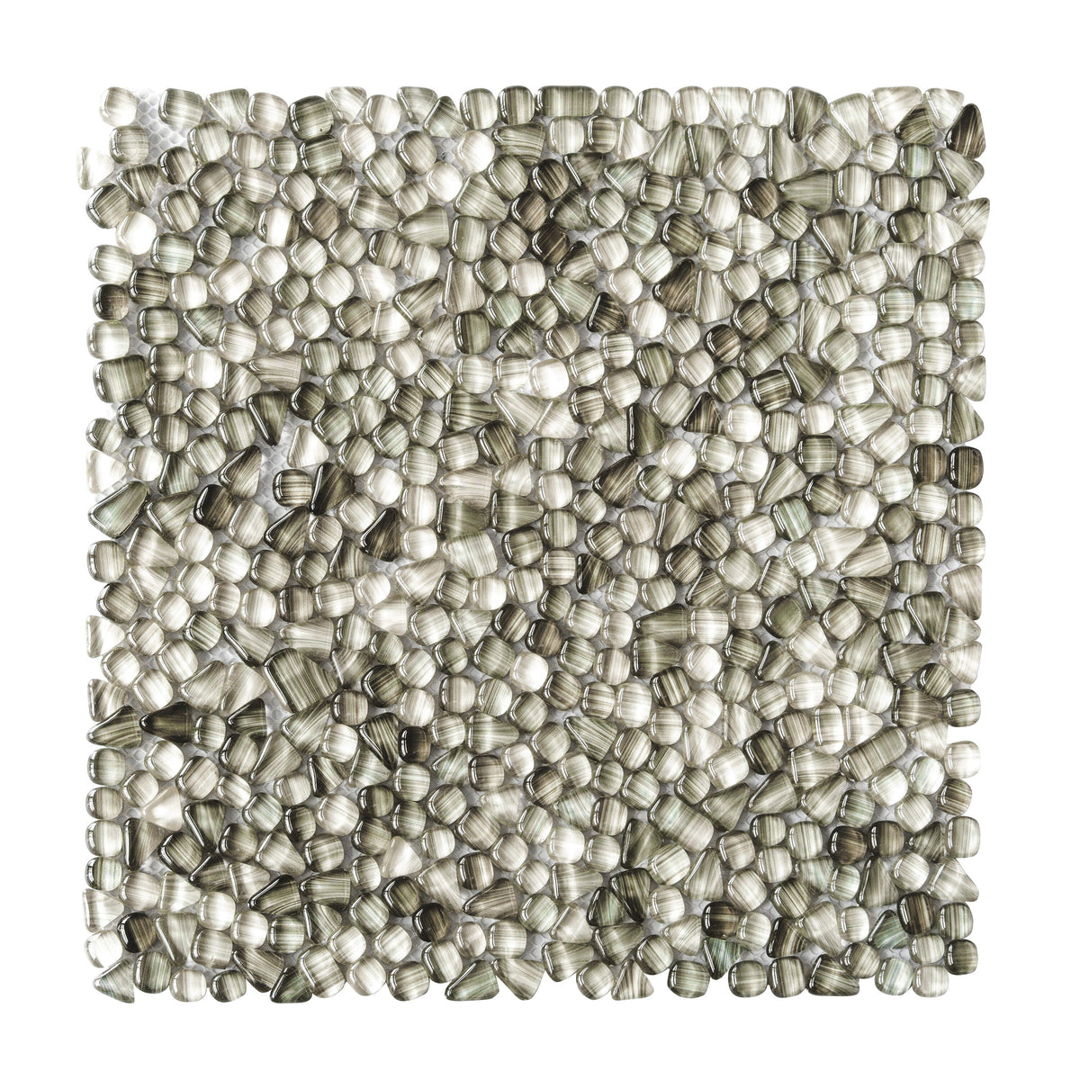 Apollo Tile (Sample) Bijou Gray 4-in x 4-in Honed Glass Pebble Mosaic Floor and Wall Tile