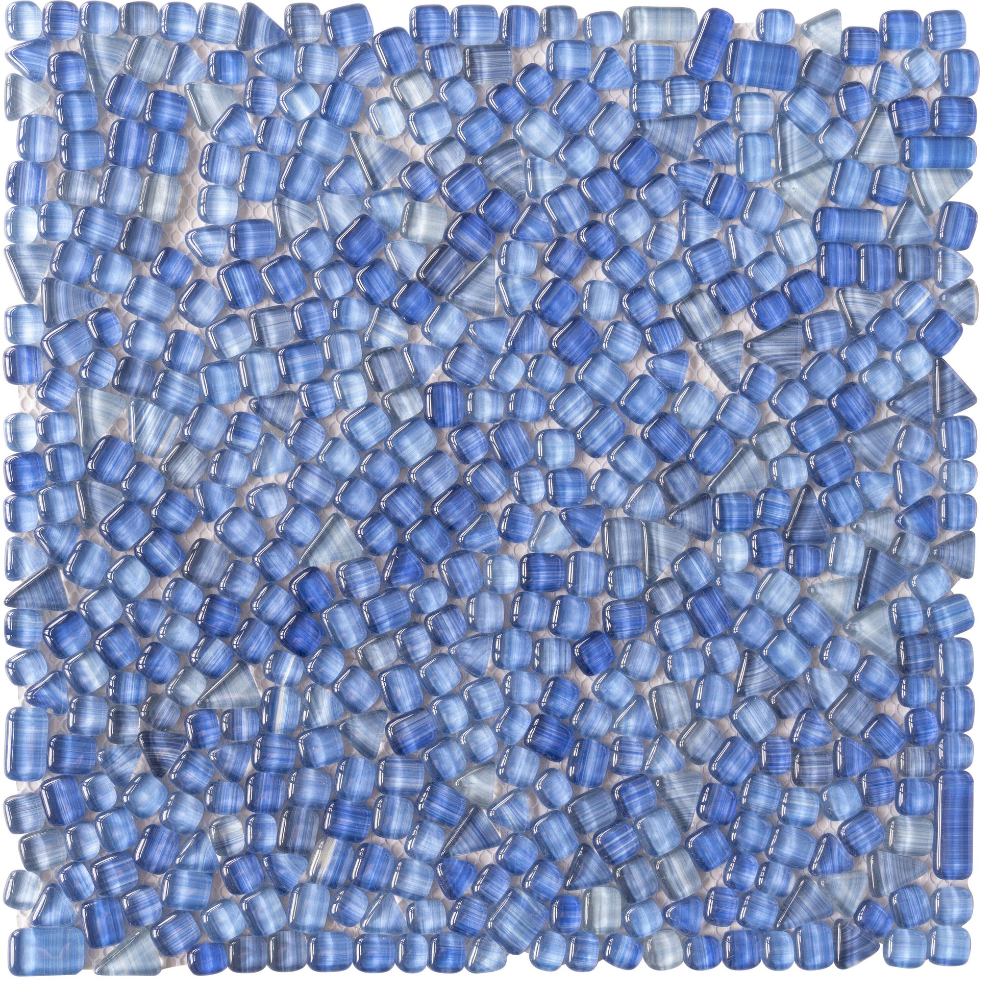 Apollo Tile Bijou Neon Blue 12-in x 12-in Honed Glass Patterned Mosaic Floor and Wall Tile product image