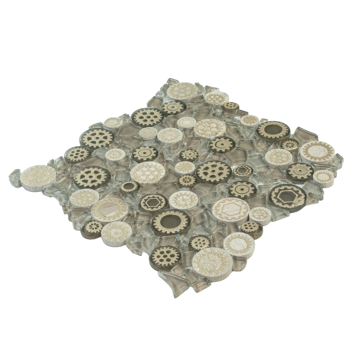 Apollo Tile (Sample) Wall Brown 4-in x 4-in Glossy Glass Circular Patterned Wall Tile