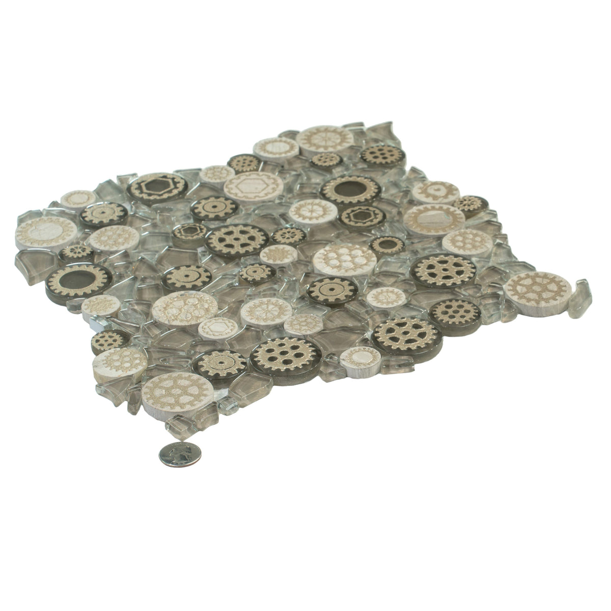 Apollo Tile Nirvana Brown 12-in x 12-in Glossy Glass Circular Patterned Wall Tile (4.67-sq. ft/ Carton)