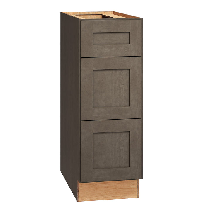 Diamond Express Jamestown 12-in W x 34.5-in H x 24-in D Colt Brown 3-Drawer Base Fully Assembled Plywood Cabinet (Recessed Panel Shaker Style)
