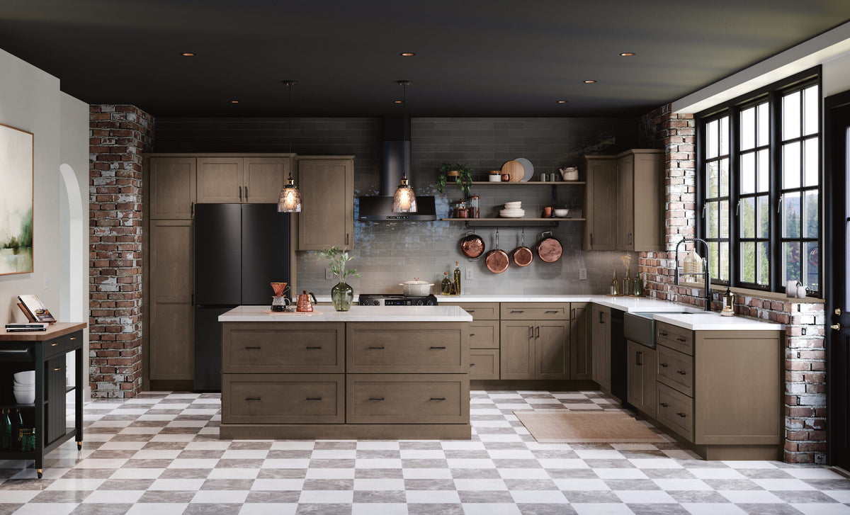 Diamond Express Jamestown 36-in W x 34.5-in H x 24-in D Colt Brown 1-Drawer Base Fully Assembled Plywood Cabinet (Recessed Panel Shaker Style)