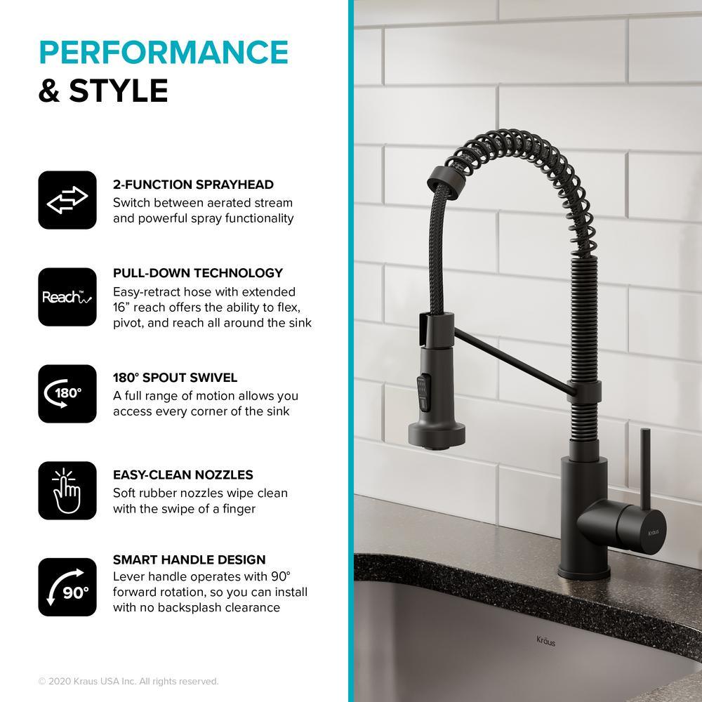 Loften All-in-One Dual Mount Drop-In Stainless Steel 33in. Single Bowl Kitchen Sink with Pull Down Faucet in Matte Black - Super Arbor