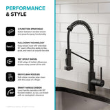 Loften All-in-One Dual Mount Drop-In Stainless Steel 33in. Single Bowl Kitchen Sink with Pull Down Faucet in Matte Black - Super Arbor
