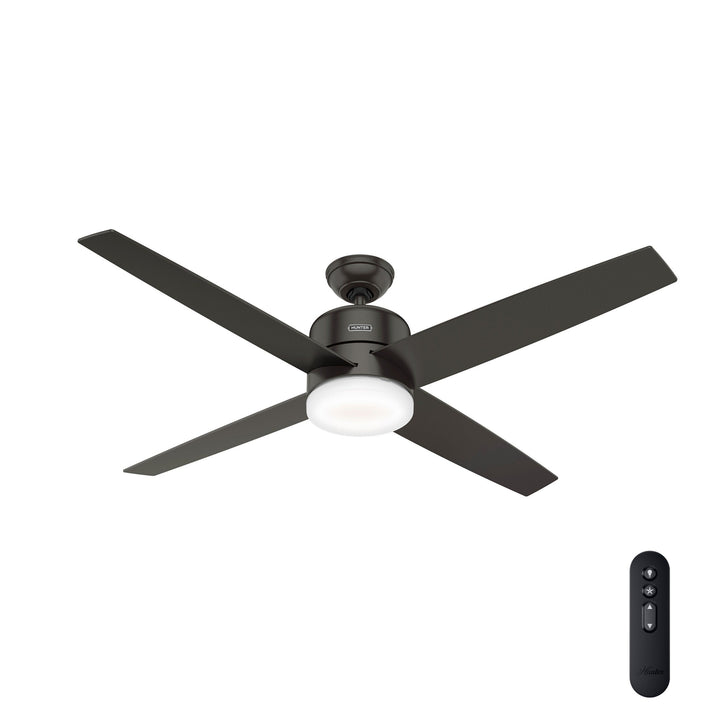 Hunter Advocate WiFi-Enabled DC Motor 60-in Noble Bronze Indoor Smart Ceiling Fan with Remote (4-Blade)