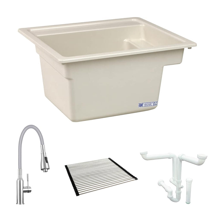 Mustee Biscuit Drop-In 1-Basin Laundry Sink with Faucet
