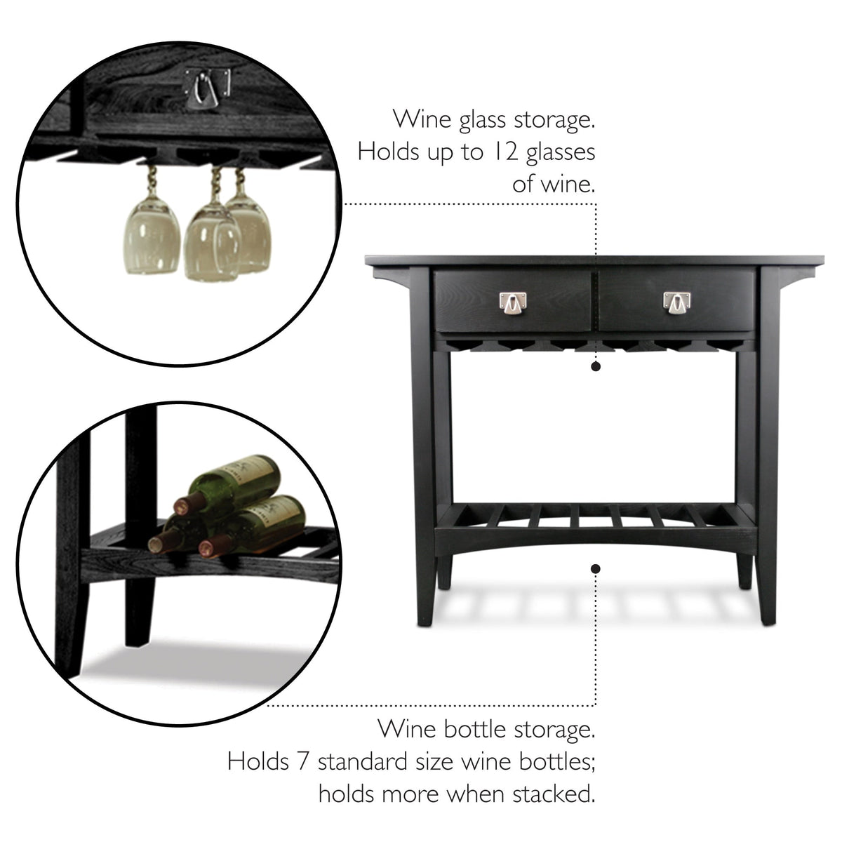 Leick Home 5-Bottle Black Wood Wine Cabinet
