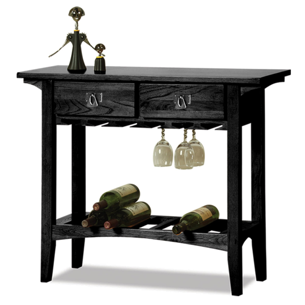 Leick Home 5-Bottle Black Wood Wine Cabinet
