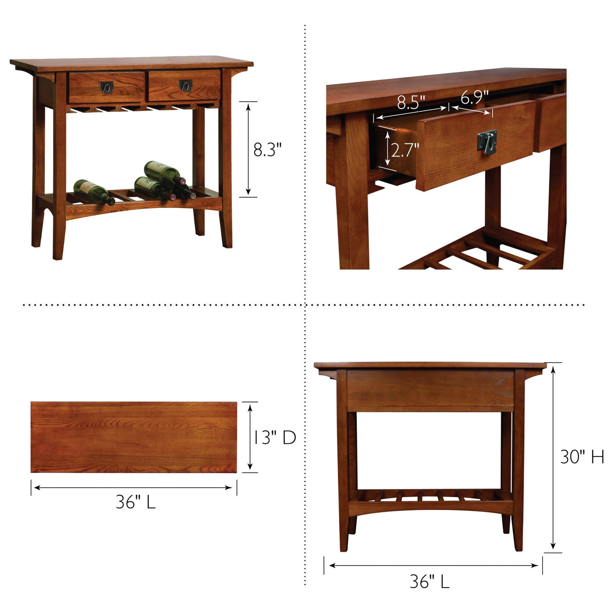 Leick Home 5-Bottle Russet Wood Wine Cabinet