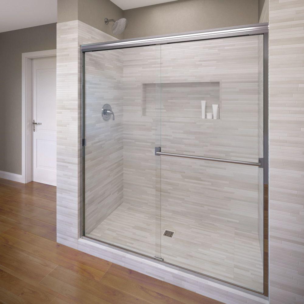 Classic 60 in. x 70 in. Semi-Frameless Sliding Shower Door in Chrome with Clear Glass - Super Arbor