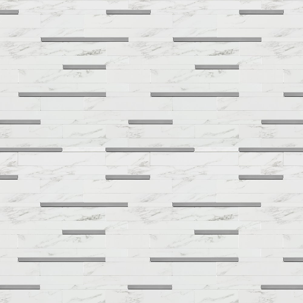 Peel&Stick Mosaics Platinum Ridge 9-in x 11-in Glossy Metal Marble look Linear Peel and stick Mosaic Wall Tile product image