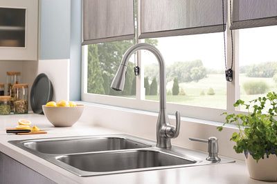 Moen Kelsa 33-in x 22-in Stainless Steel Double Equal Bowl Drop-In or Undermount 2-Hole Residential Kitchen Sink All-in-One Kit