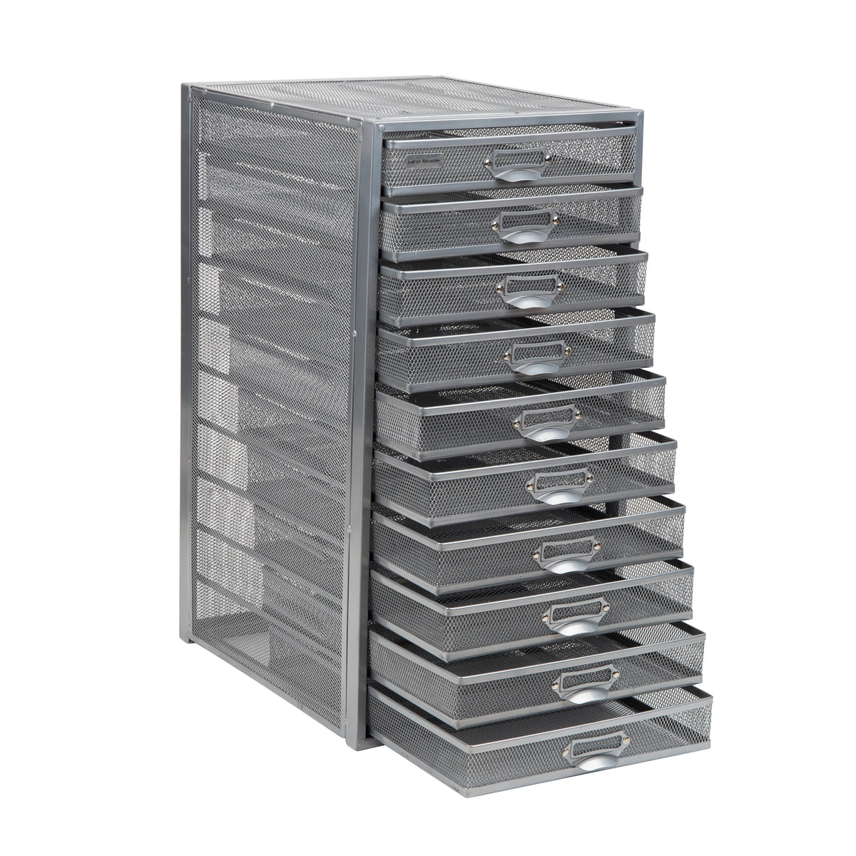 Mind Reader Silver Metal Mesh Desk Organizer with Pull-Out Drawers - Modern Design, Versatile and Easy to Organize