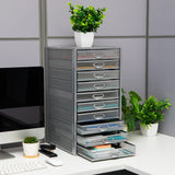 Mind Reader Silver Metal Mesh Desk Organizer with Pull-Out Drawers - Modern Design, Versatile and Easy to Organize