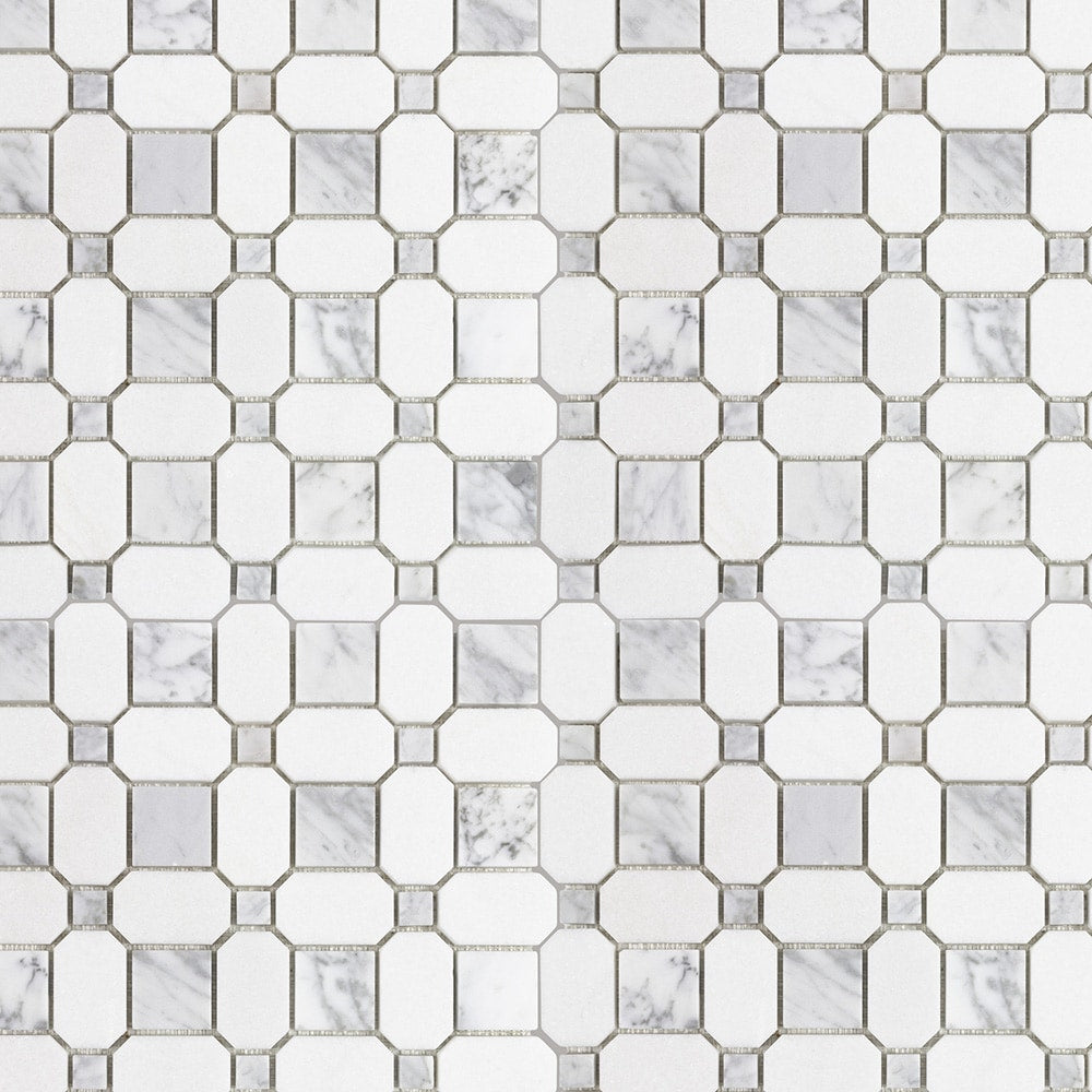 Elida Ceramica Astor Lane Marble 12-in x 12-in Polished Basketweave Mosaic Floor and Wall Tile, 0.88-sq ft per Piece