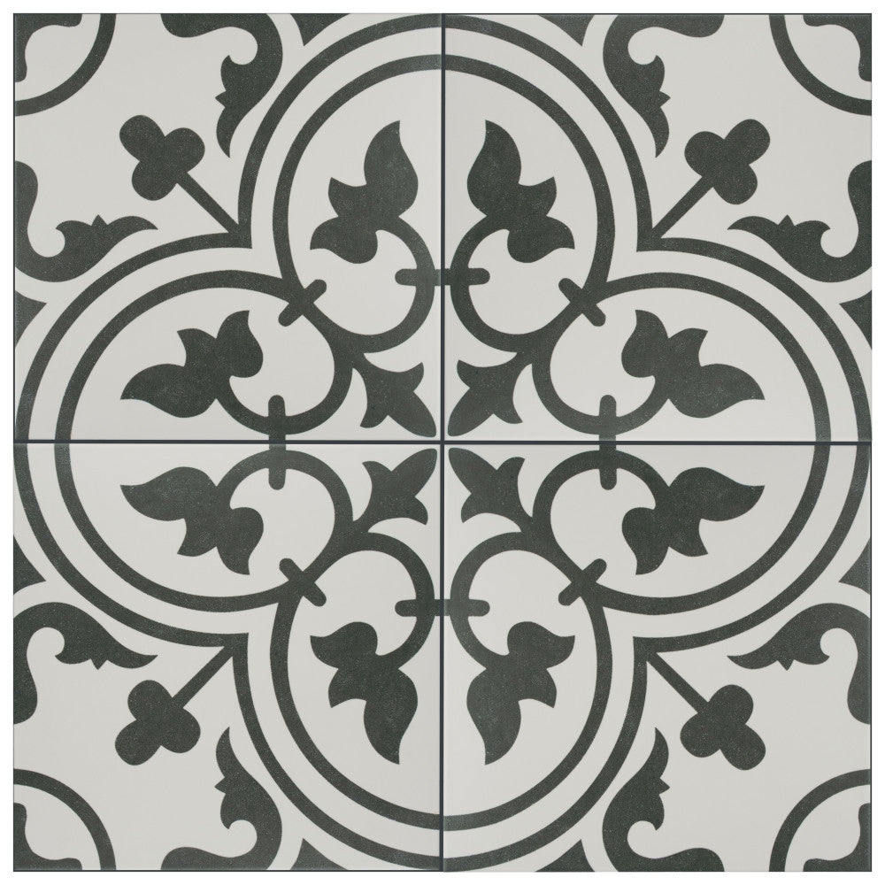 Merola Tile Arte White Encaustic 9-3/4 in. x 9-3/4 in. Porcelain Floor and Wall Tile (11.11 sq. ft. / case)