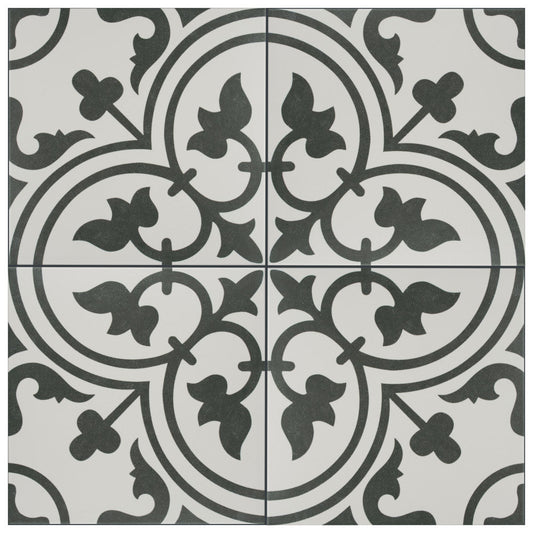 Merola Tile Arte White Encaustic 9-3/4 in. x 9-3/4 in. Porcelain Floor and Wall Tile (11.11 sq. ft. / case)