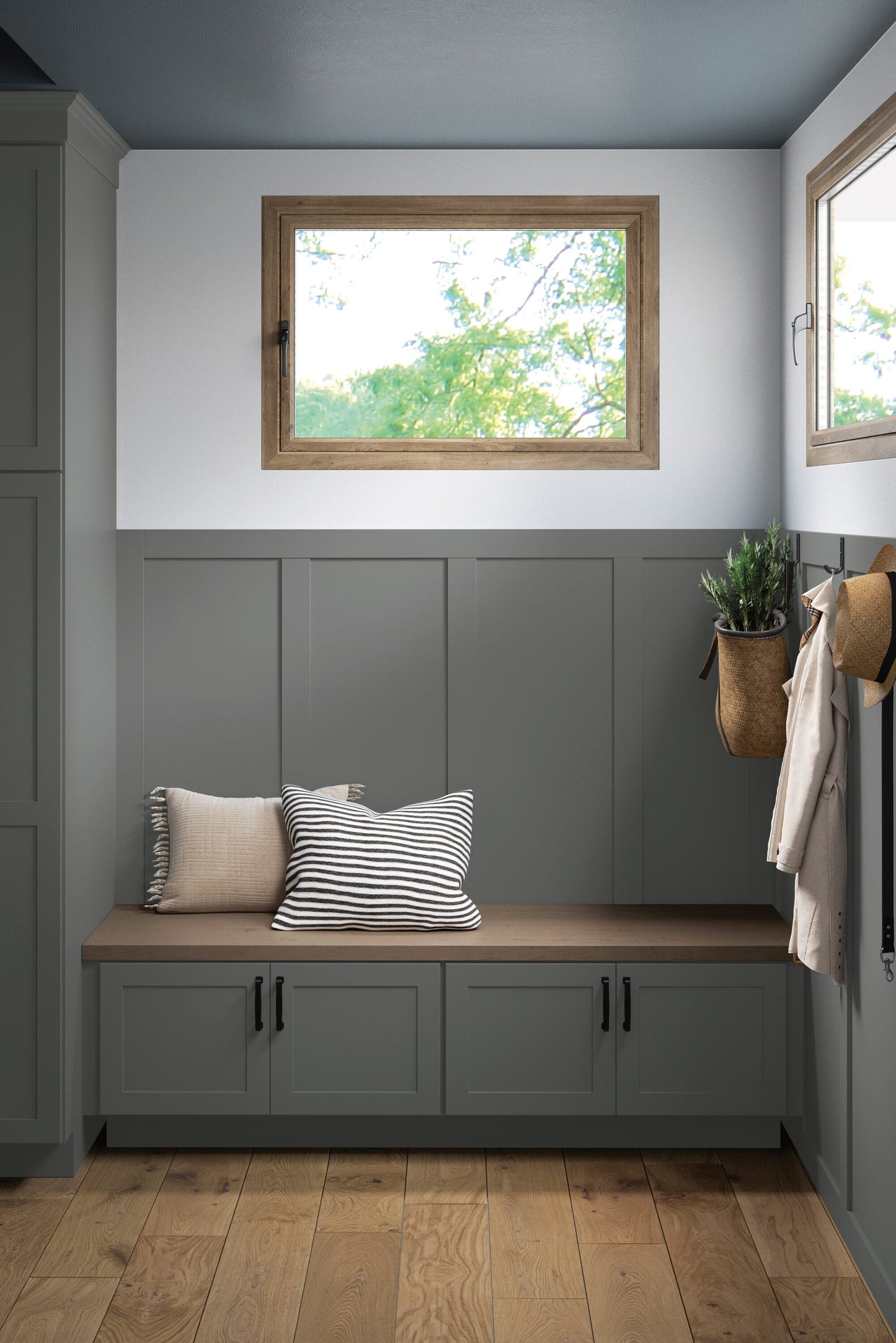 Diamond Express Jamestown 48-in W x 34.5-in H x 24-in D Moonstone Gray Blind 1-Drawer Corner Base Fully Assembled Plywood Cabinet (Recessed Panel Square Style)