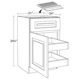 Home Decorators Collection Grayson 21 in. W x 24 in. D x 34.5 in. H Assembled Plywood Base Kitchen Cabinet in Pearl Gray with 2ROT Knife Block LH